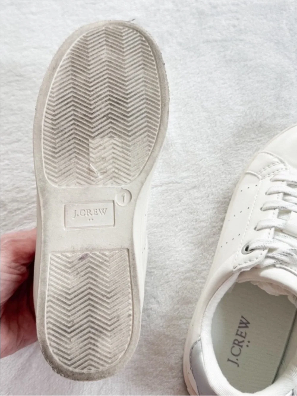 J. Crew White Leather Sneakers size 1